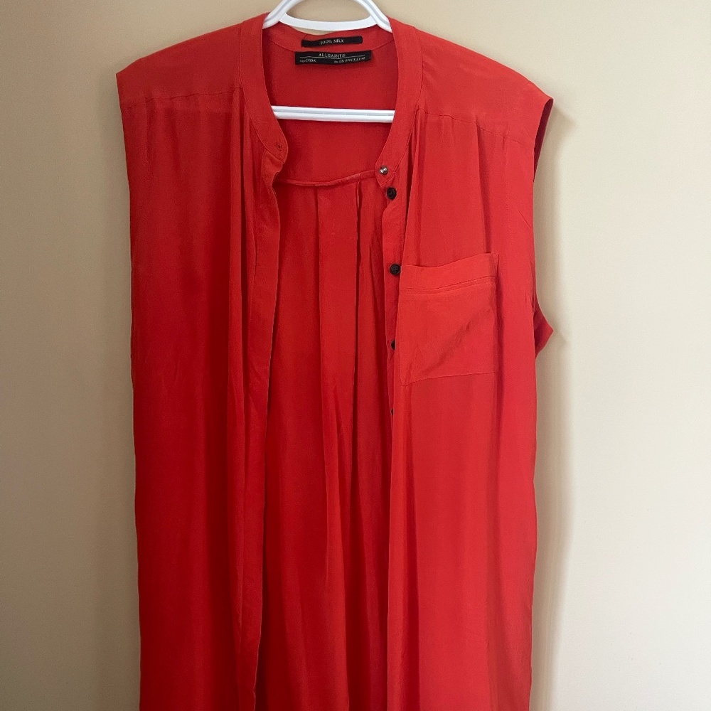 ALL SAINTS ORANGE SILK DRESS